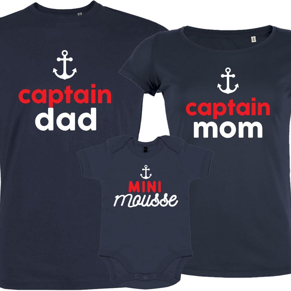Captain Mom & Dad Matching Organic Cotton Family Set (Set of 3)
