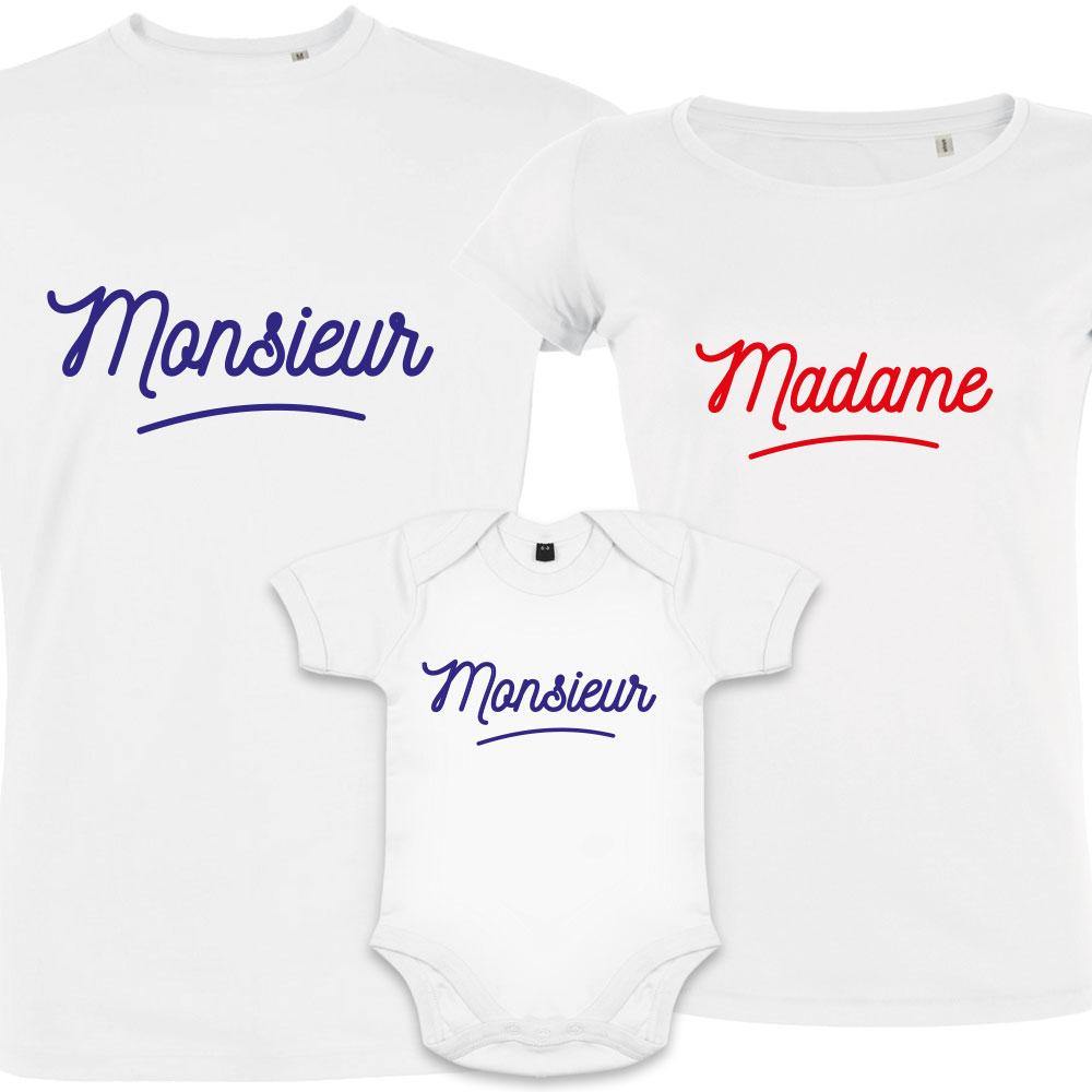 Monsieur Madame Petit Monsieur Matching Family Organic Tees (Set of 3)