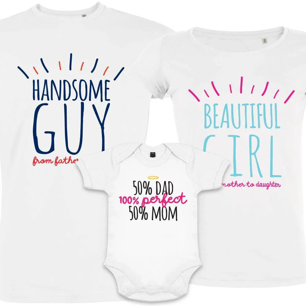 Perfect Family Girl Matching Family Organic Tees (Set of 3)