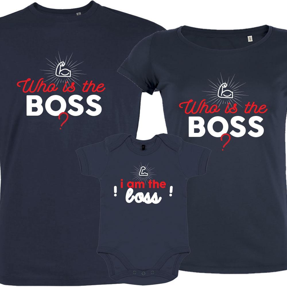 Who Is The Boss Matching Organic Tees (Set of 3)