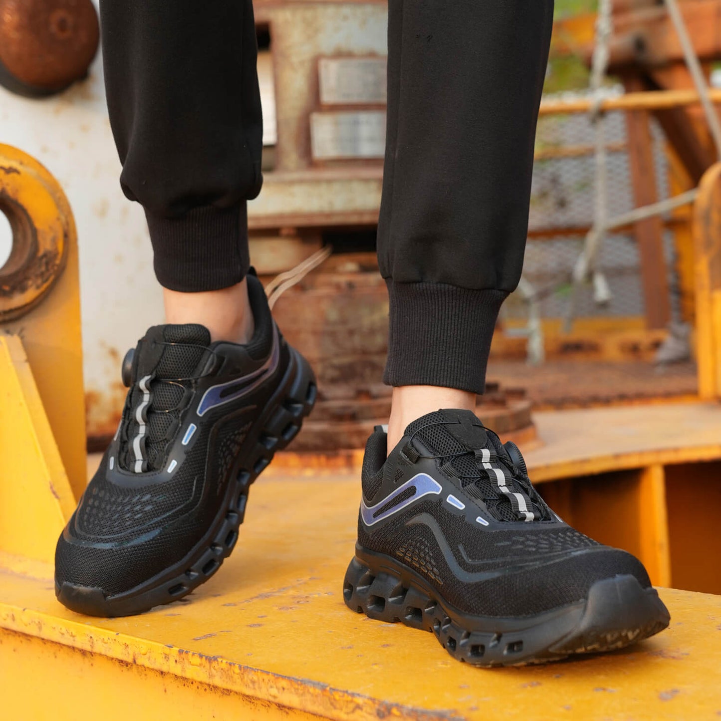 Maven Knob Lacing Stylish Steel Toe Work Sneakers