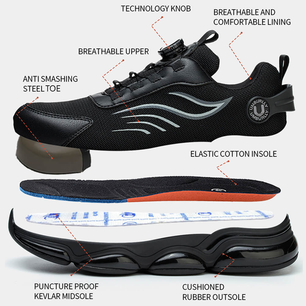 Maven Men's Knob-Lacing Breathable Steel Toe Sneakers