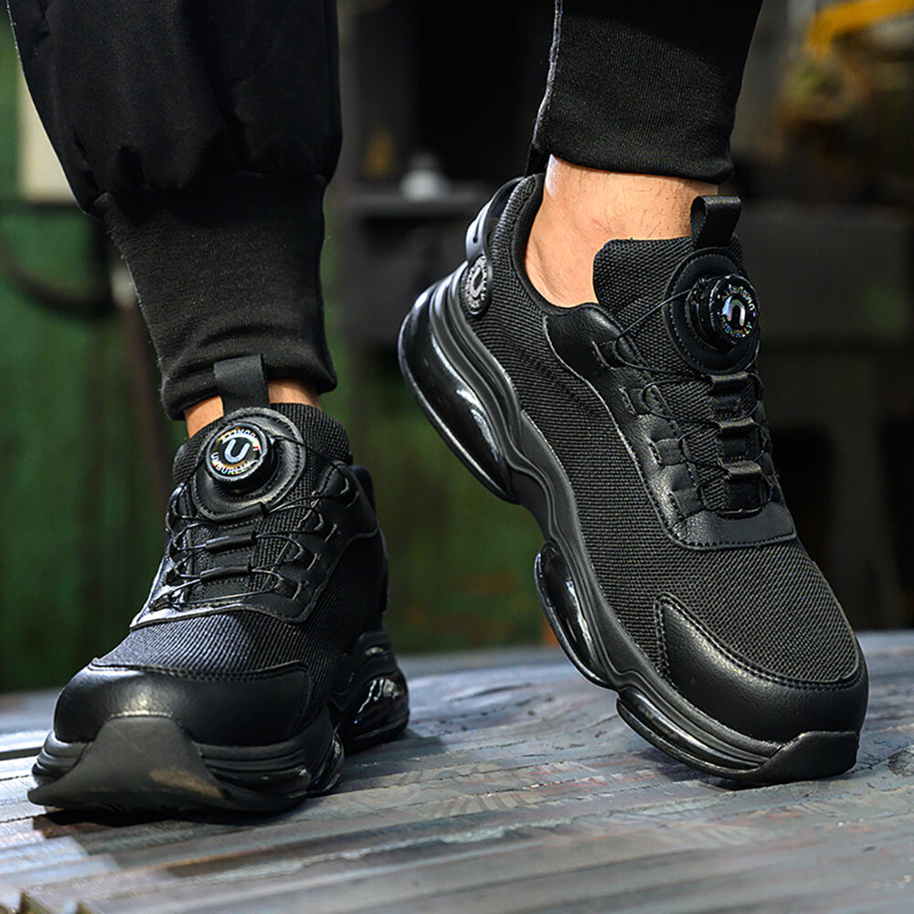 Maven Men's Knob-Lacing Breathable Steel Toe Sneakers