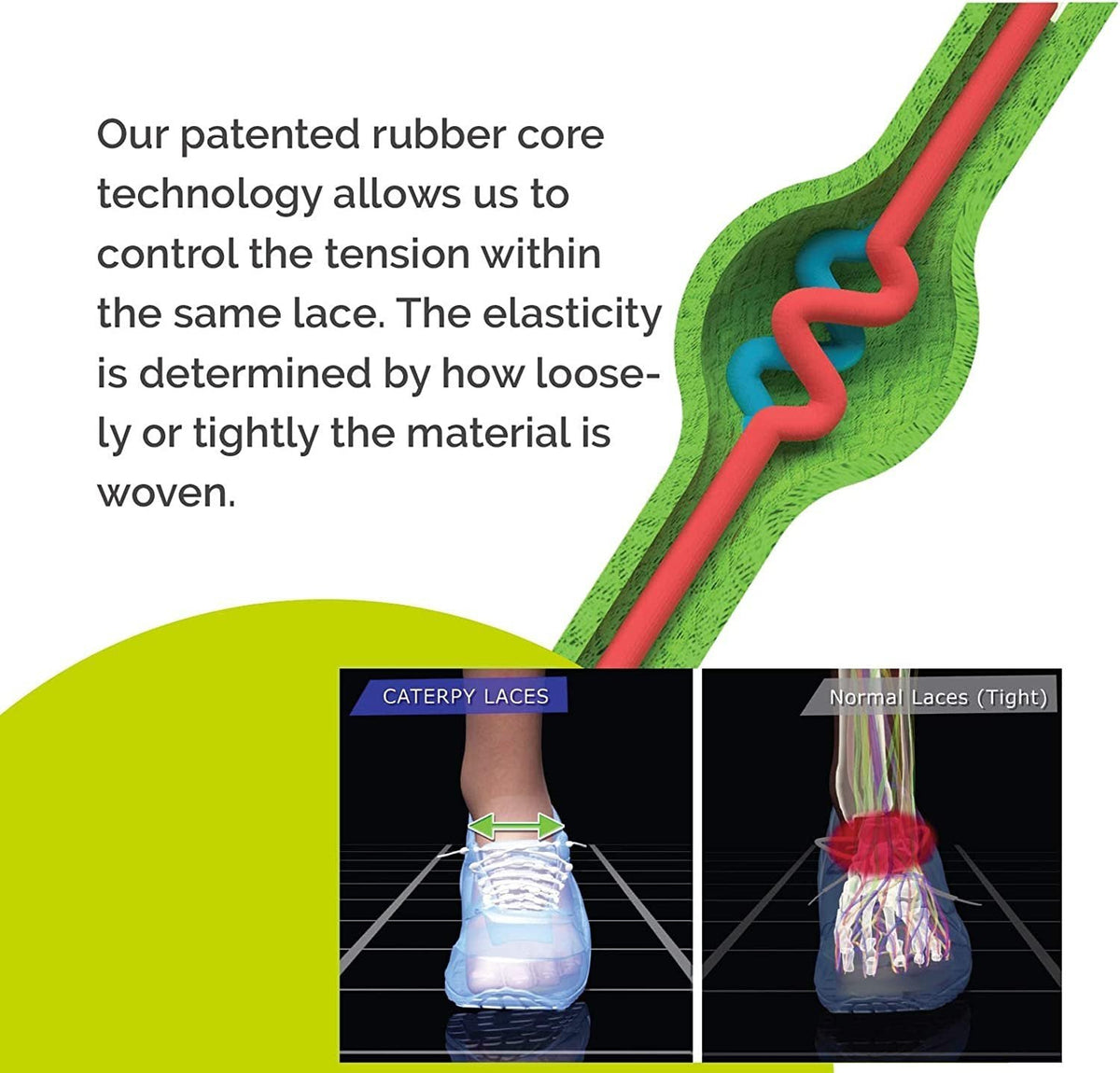 Caterpy Run - The Ultimate Elastic No Tie Shoelaces for Adults and Kids