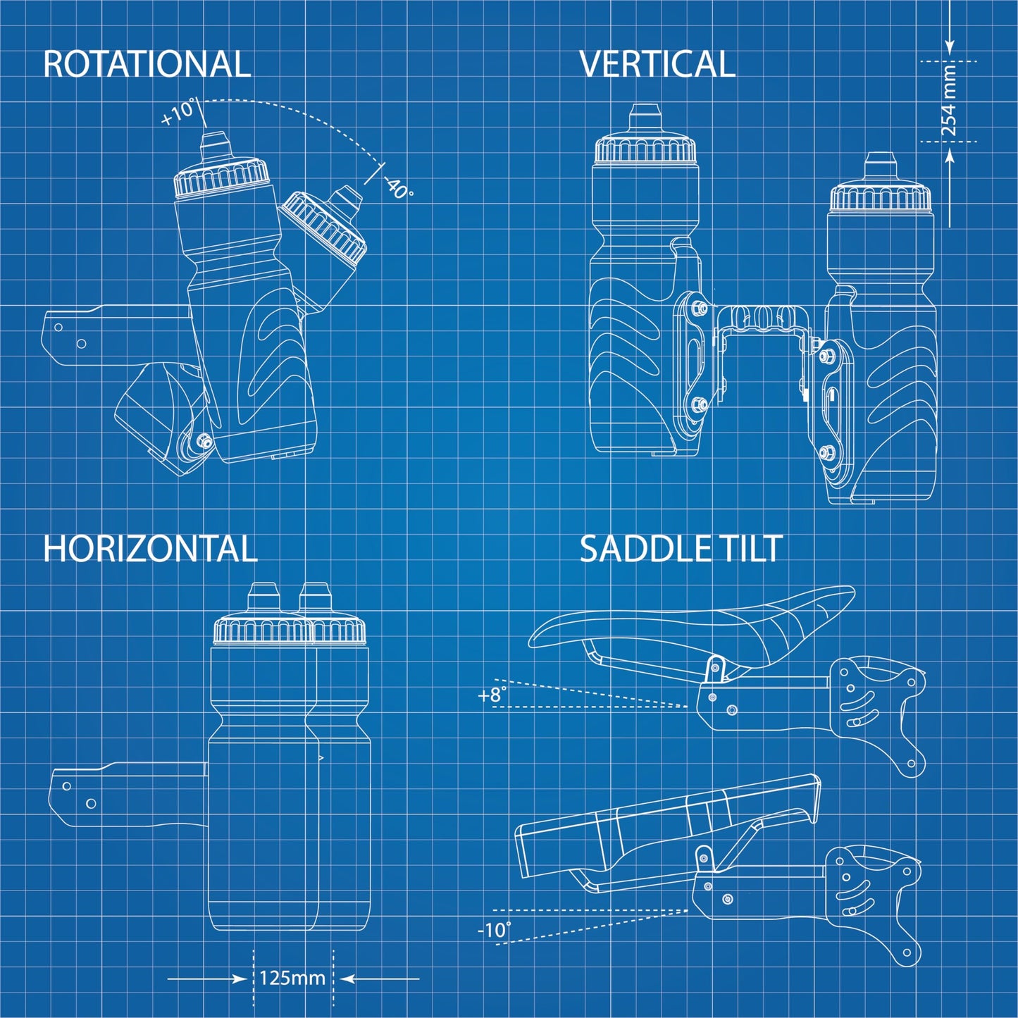XLAB AERO Carbon Wing System Xenon Rear Hydration with HIGH Grip Cages for Triathlon