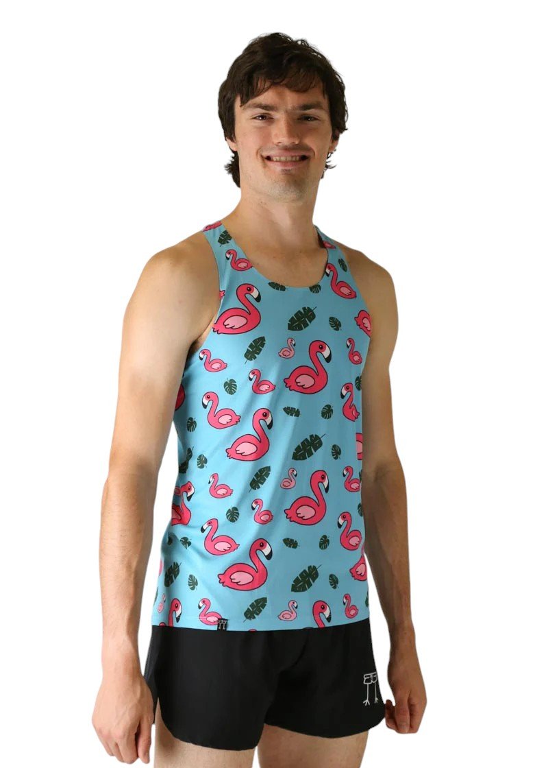 Men's Blue Flamingo Performance Singlet (XS, S, M, L, XL)