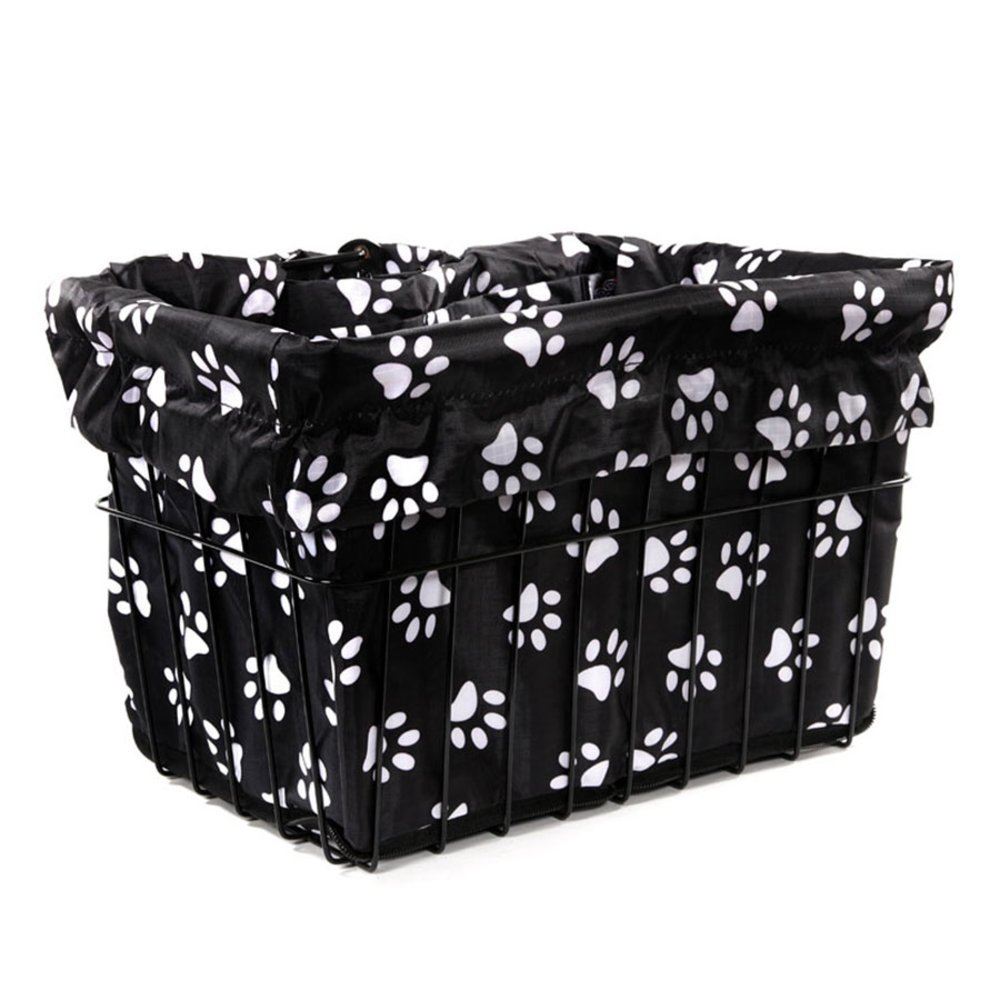 Cruiser Candy Bicycle Basket Liner Tote,Beach Cruiser Basket Cover, EBike Front Wire Or Wicker Bike Basket Fits Up to 15x12x10, Yoga Gym Beach Bag. Weatherproof Bike Bag (Dog PAW)