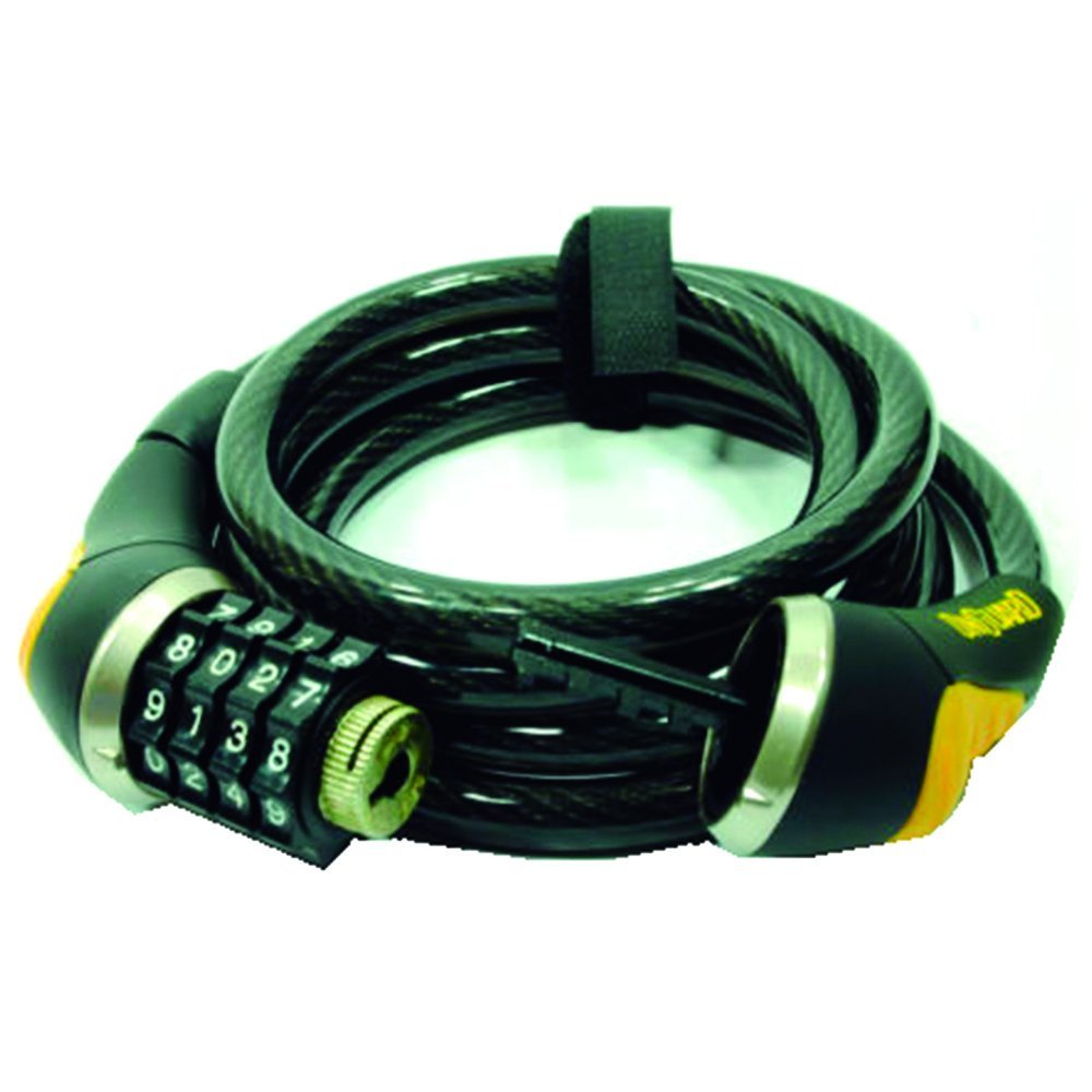 Onguard Doberman Resettable Combo Coil Cable Lock (Black, 185 cm x 12 mm)