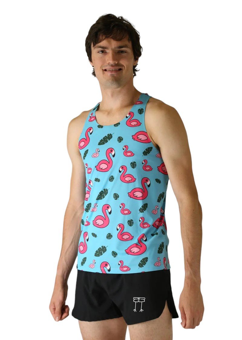 Men's Blue Flamingo Performance Singlet (XS, S, M, L, XL)