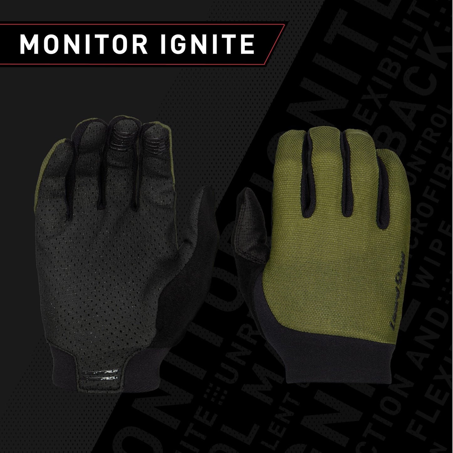 Lizard Skins Monitor Ignite Long Finger Cycling Gloves – Olive Green (XS, S)