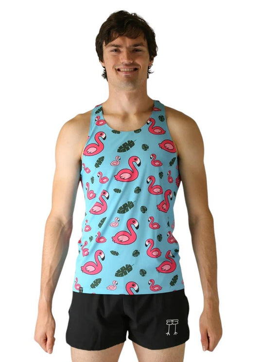 Men's Blue Flamingo Performance Singlet (XS, S, M, L, XL)