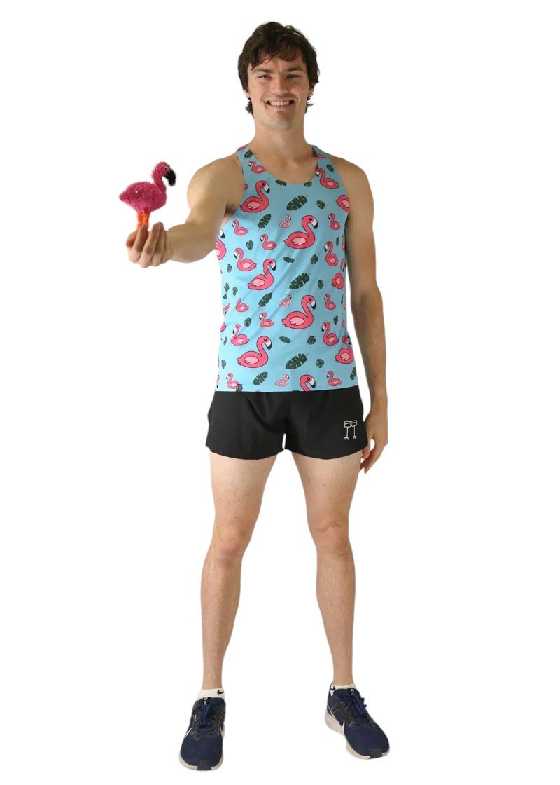 Men's Blue Flamingo Performance Singlet (XS, S, M, L, XL)
