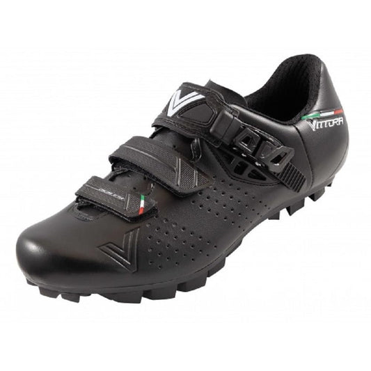 Vittoria Hera MTB Cycling Shoes, Black, 3-Strap with Micro-Adjustable Buckle