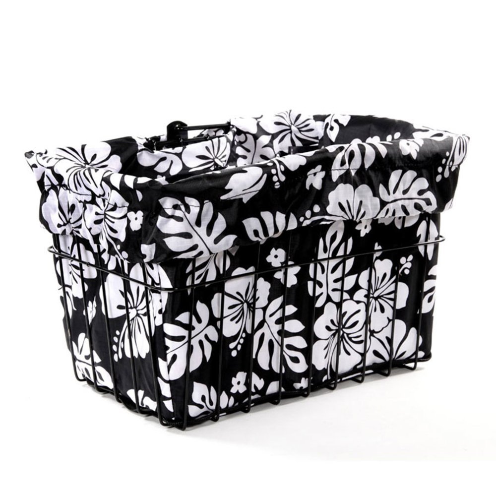 Cruiser Candy Bicycle Basket Liner 15 "x 12" x 10" (Black Hibiscus)