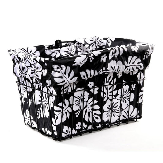 Cruiser Candy Bicycle Basket Liner 15 "x 12" x 10" (Black Hibiscus)