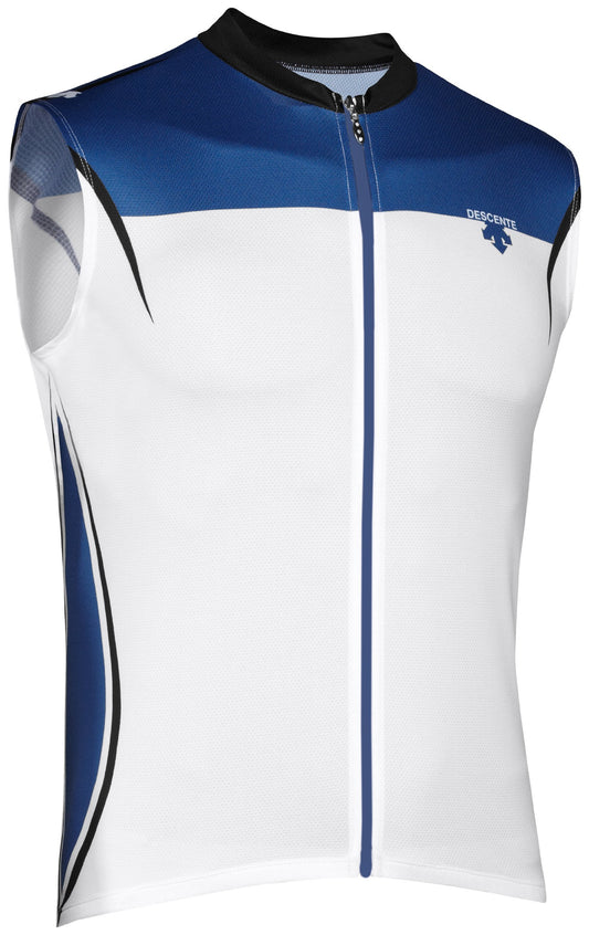 Descente Men's Coolmatic Sleeveless Jersey, White/Blue, Medium