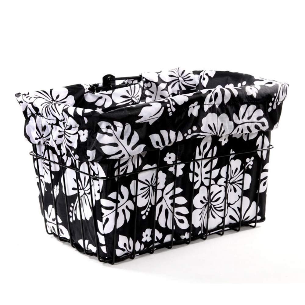 Cruiser Candy Bicycle Basket Liner 15 "x 12" x 10" (Black Hibiscus)