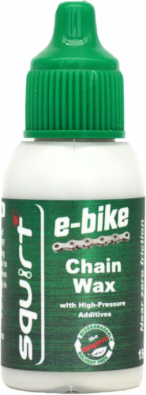 Squirt E-Bike Chain Wax with High-Pressure Additives for E-Bikes - Ebike Chain Lubricant for Wet & Dry Conditions - E Bike Chain Lube Reduces Noise & Friction - Ebike Accessories - 0.5 Oz