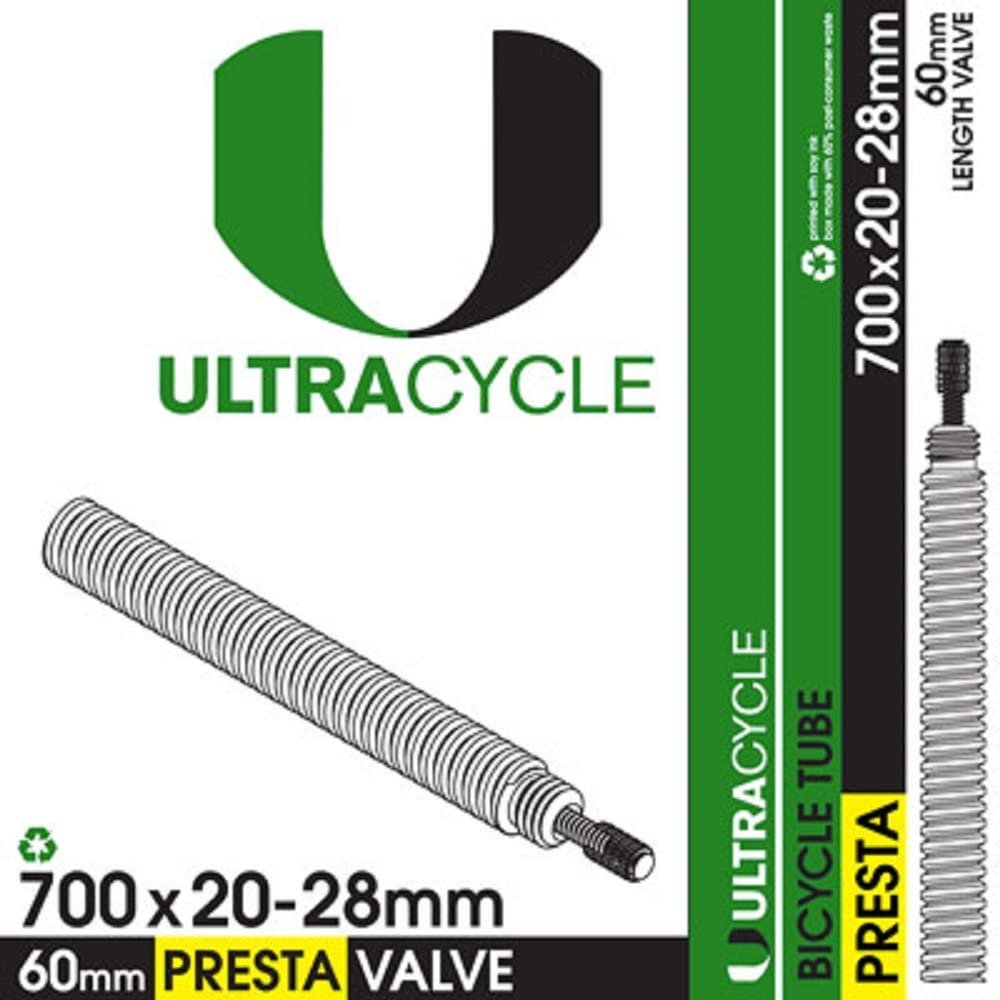 ULTRACYCLE Presta Valve Bicycle Tire Inner Tube 700c x 20-28 mm 60 mm