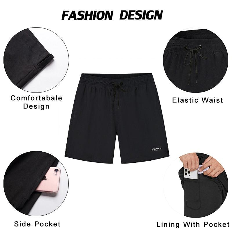 Men's Swimming Trunks with Compression Liner 2 in 1 Quick-Dry Gym Sports Shorts Swim Shorts with Pockets Beach Swimming Trunks Quick Dry Swim Shorts with Pockets