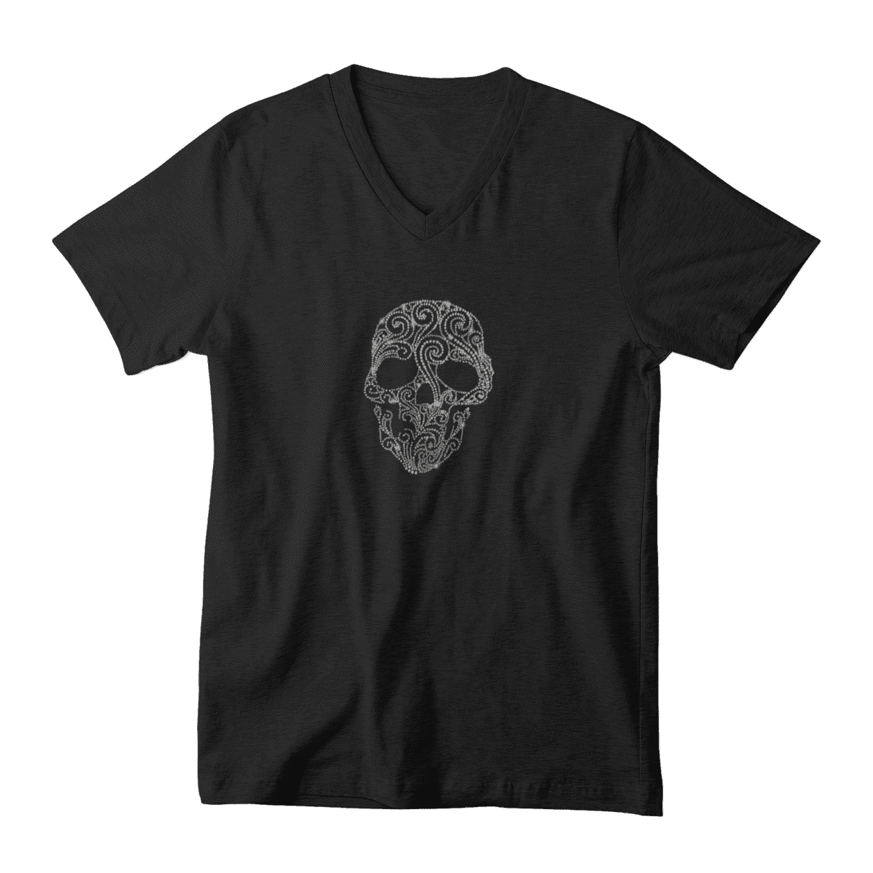 Rhinestone Fancy Skeleton Tee Shirt Crew Neck, V Neck, Long Sleeve