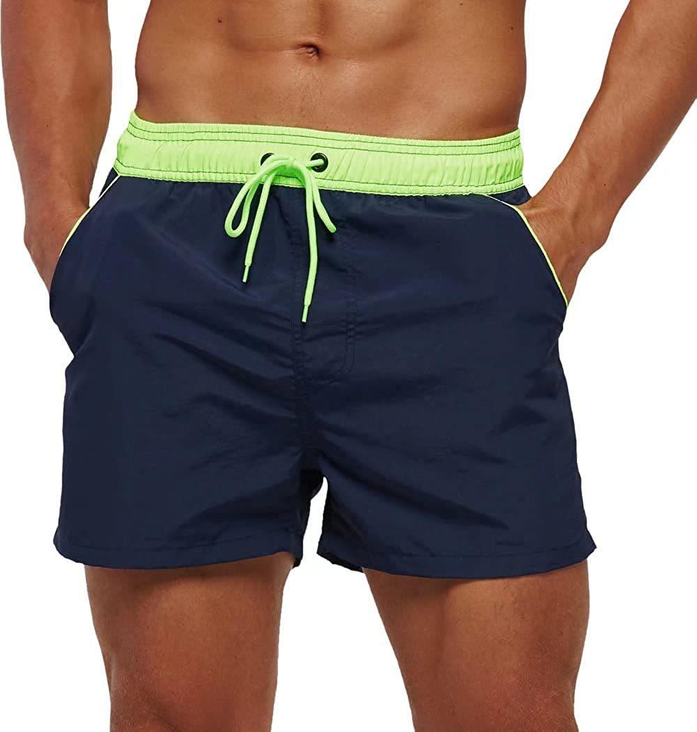 Men Swimwear Shorts Male Swimming Trunks Swimsuits Man Surf Beach Swim Sports Pants Board Mesh New Summer Men's Clothing Beach Swimming Casual with Adjustable Elastic Cord
