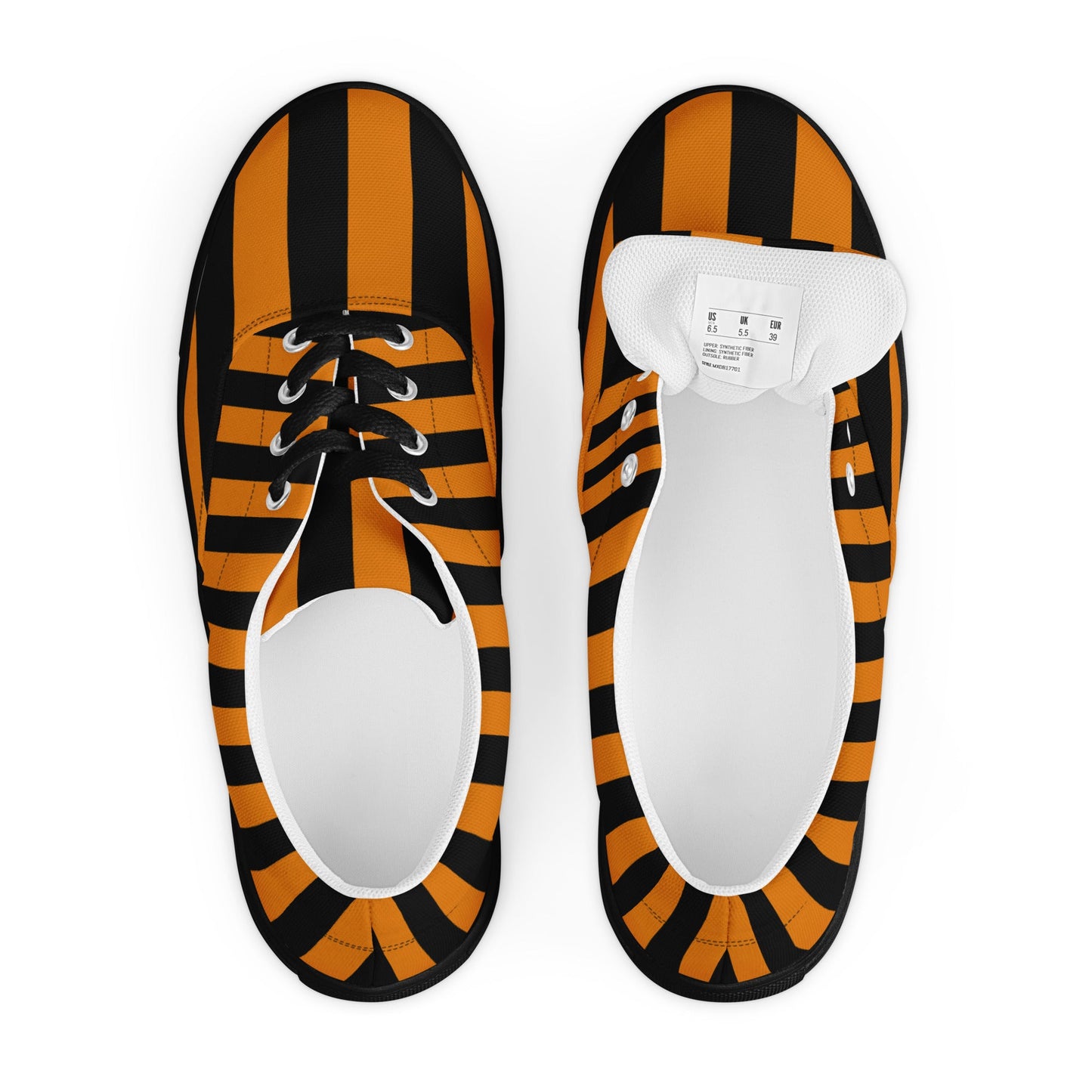 Black and Orange Striped Men’s Lace-up Canvas Shoes