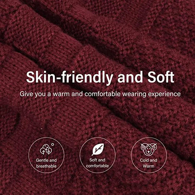 Mens Womens Winter Beanie Hat Scarf Set Warm Knit Hat Thick Fleece Lined Winter Cap Neck Warmer for Men Women