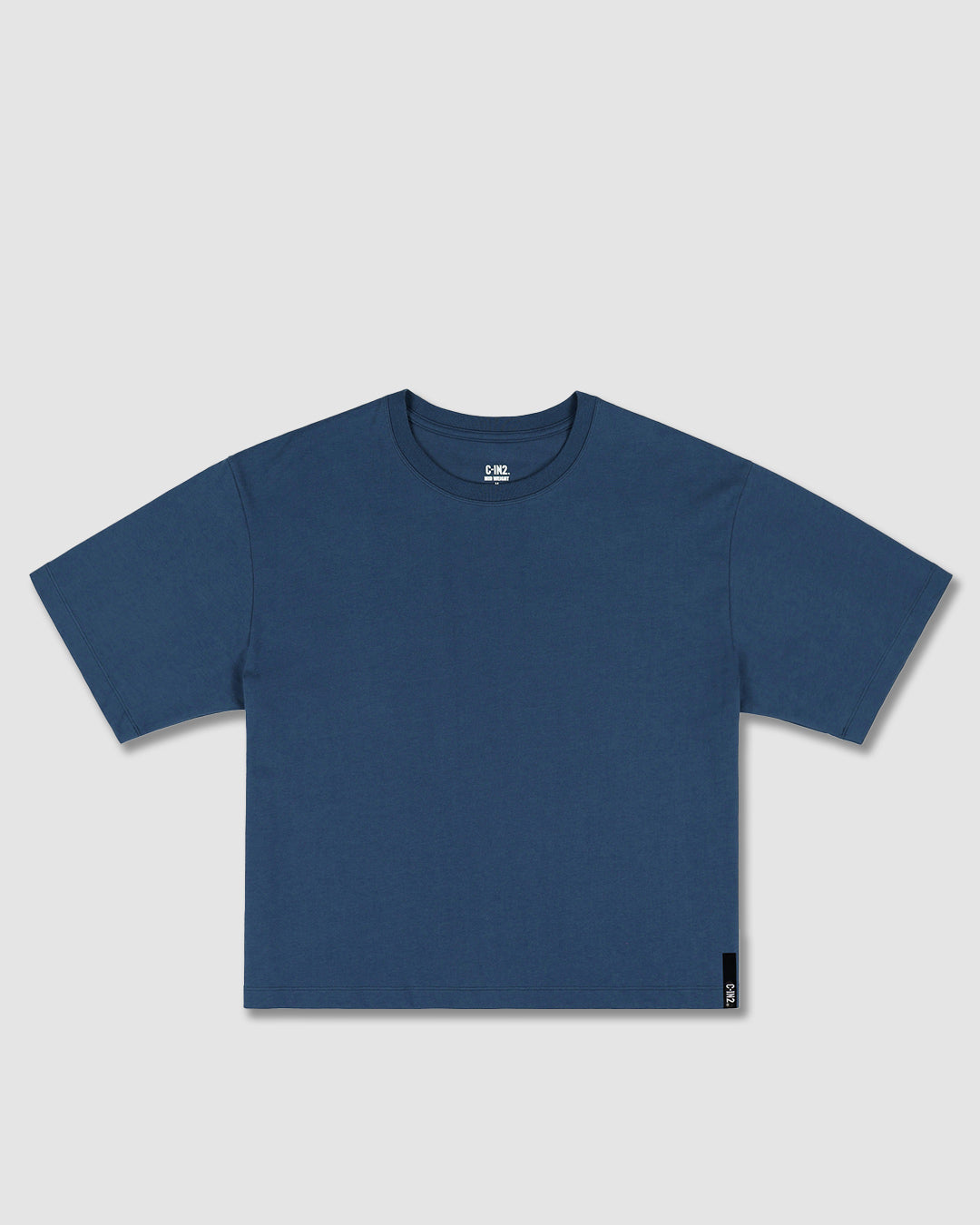 Mid Weight Cropped Boxy T-Shirt Denim Blue