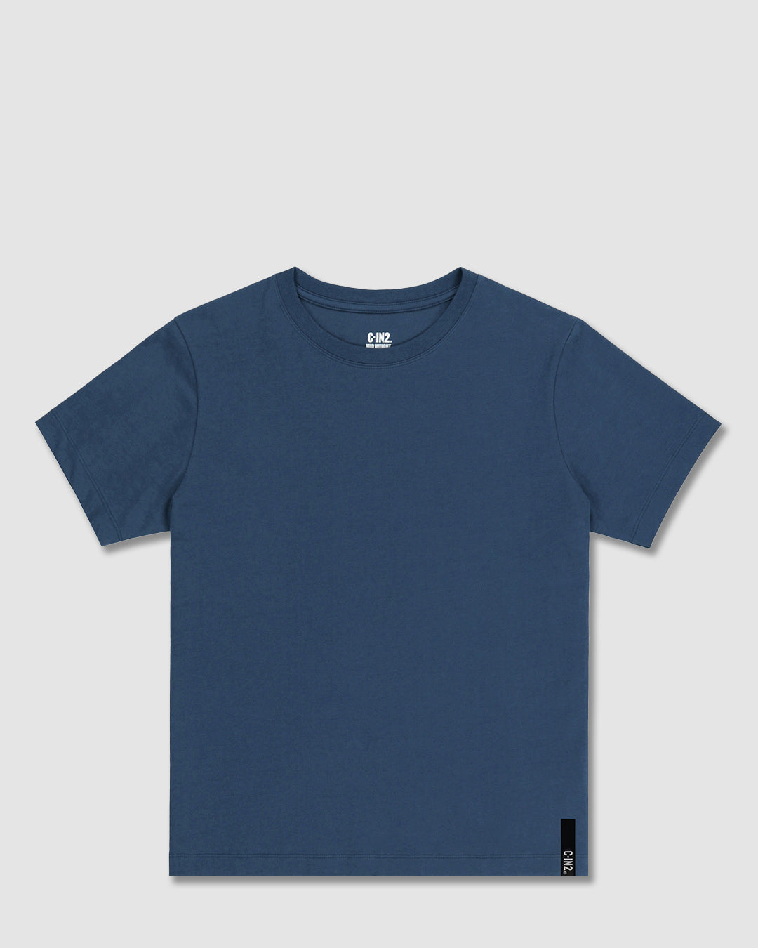 Mid Weight Cropped Fitted T-Shirt Denim Blue