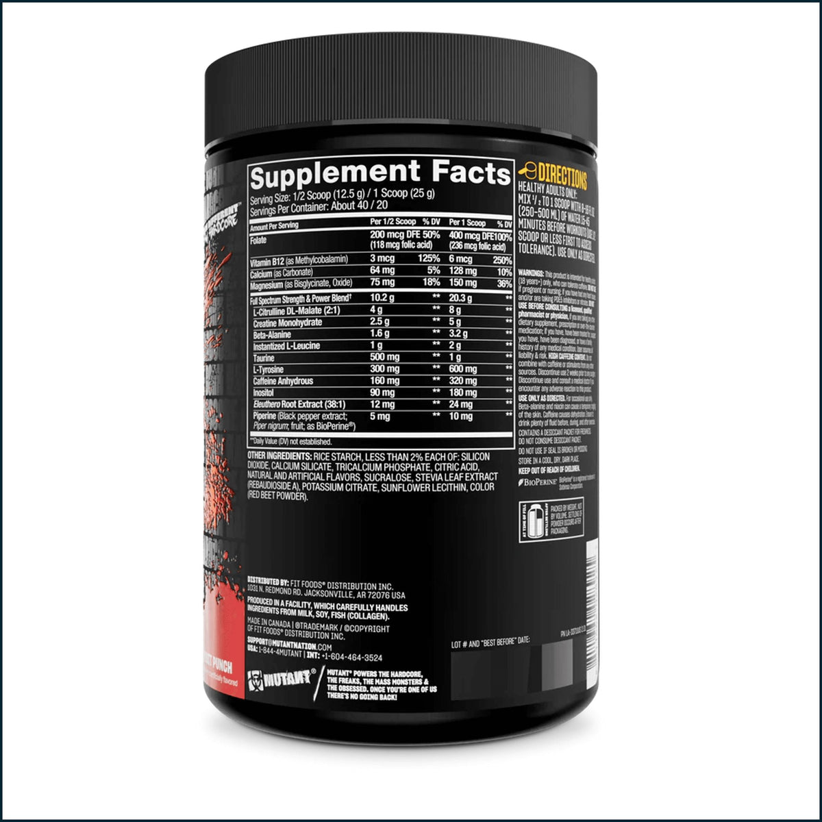 Mutant All-In Full-Dose Pre-Workout, 40/20 Servings