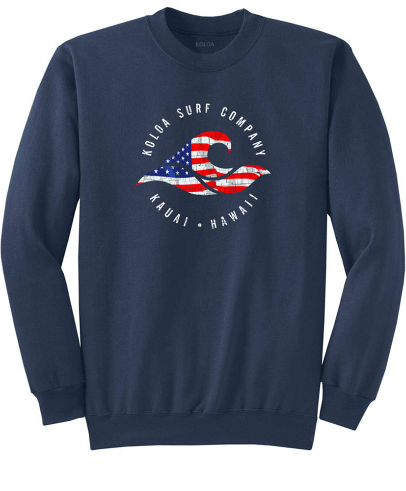 Koloa Vintage USA Flag Wave Sweatshirt