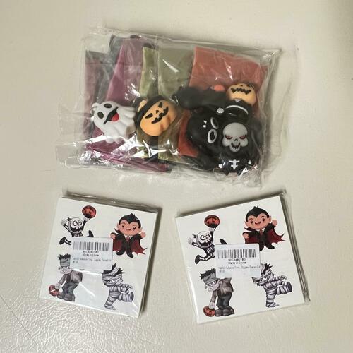 Bundle of 6 Pack Halloween Parachute Toys & 360 Halloween Temporary Tattoos