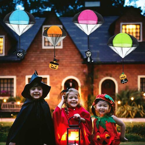 Bundle of 6 Pack Halloween Parachute Toys & 360 Halloween Temporary Tattoos