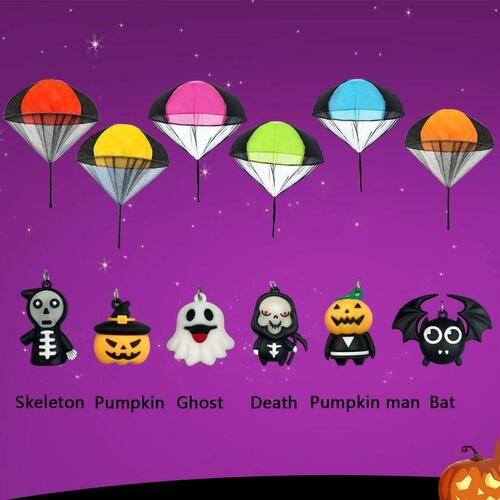 Bundle of 6 Pack Halloween Parachute Toys & 360 Halloween Temporary Tattoos