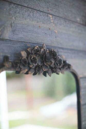 Kalalou Rectangle Metal Mirror With Flower Details 17.5''W x 1''D x 31.5''H