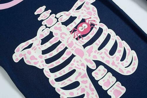 Family Feeling Little Girls 2 Piece Pajamas Set Skeleton/Glow-in-the-dark Size2T