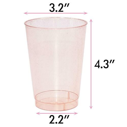 50PCS, 12 oz Rose Gold Glitter Plastic Cups,Disposable Cocktail Cups, Wine cups