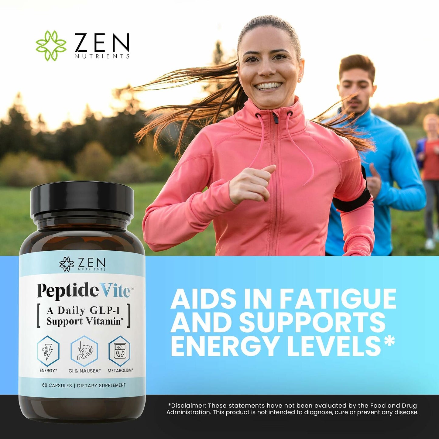 PeptideVite GLP-1 Support Vitamin for Nausea Relief, Glucose Metabolic Support