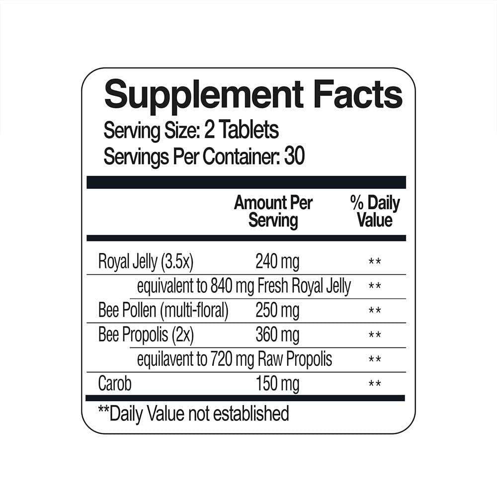 Bee and You Royal Jelly Tablet, Propolis Extract, Bee Pollen, 100% Natural 60ct EXP 12/2026
