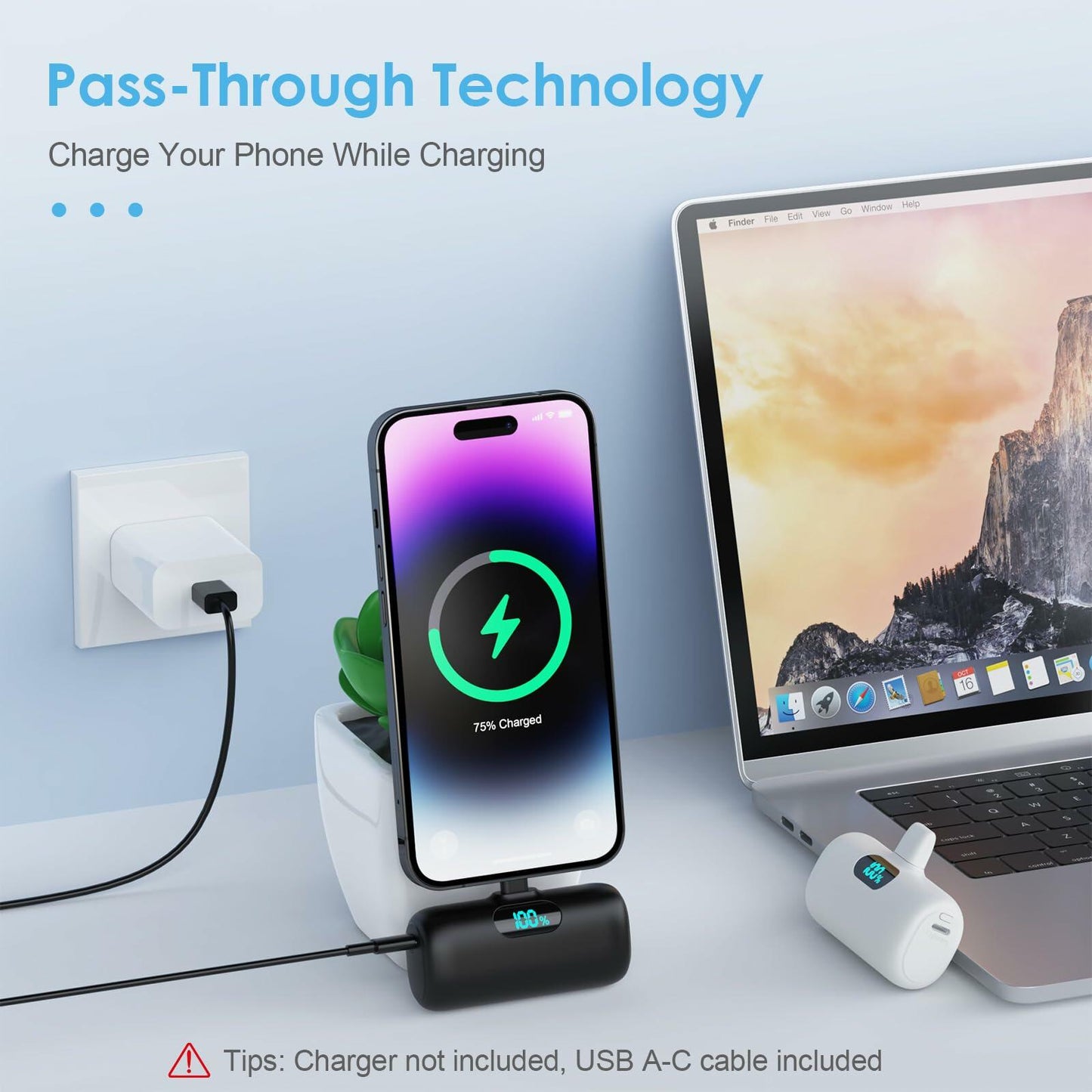2-Pack Small Portable Chargers for iPhone, 5000mAh PD Fast Charging Power Bank