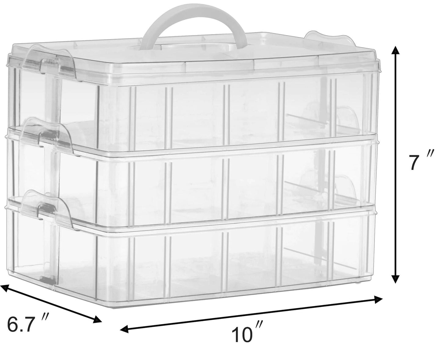 3-Tier Stackable Craft Organizers and Storage Box Plastic with 30 Compartments