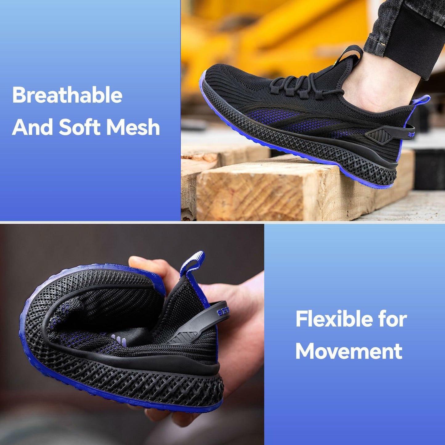 Unisex Safety Shoes w/Composite Toe Cap, Puncture Proof Lightweight Size- M8/W9