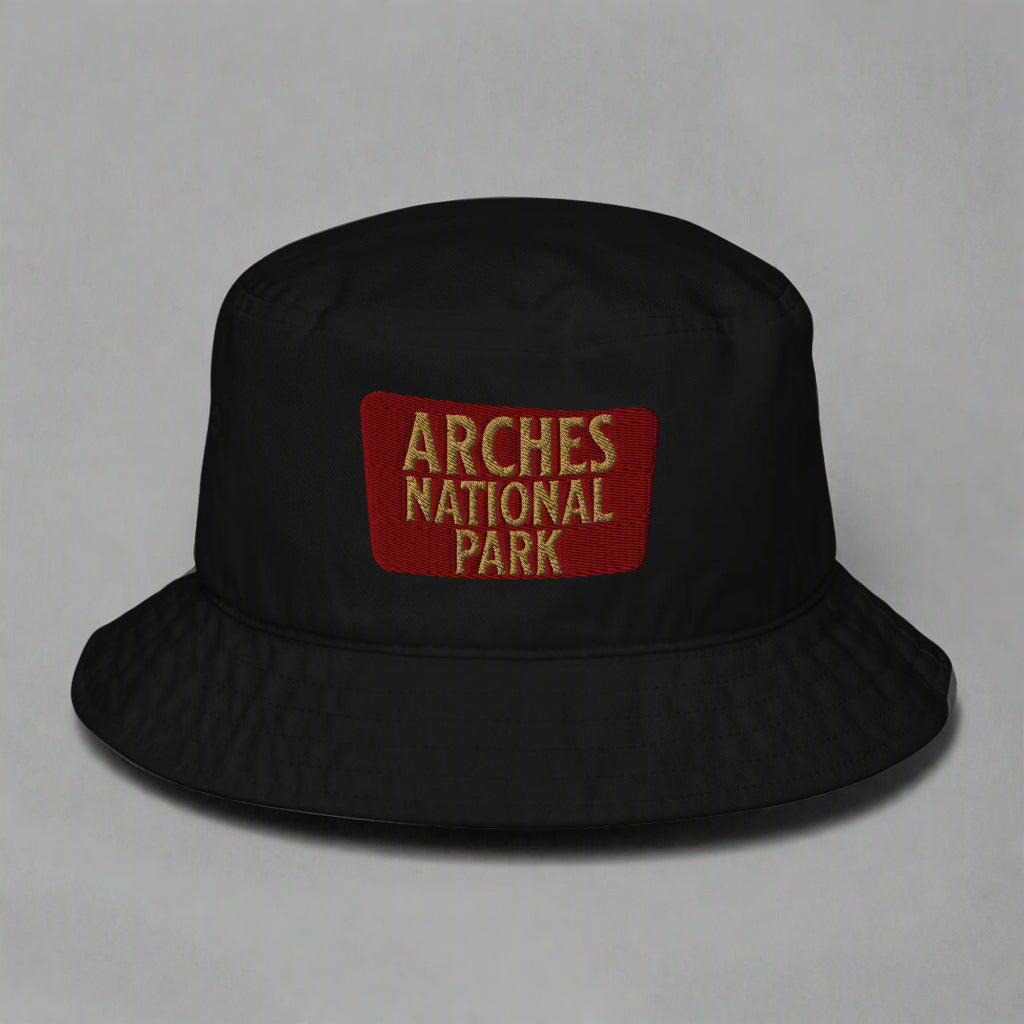 Arches National Park Sign Embroidered Organic Bucket Hat