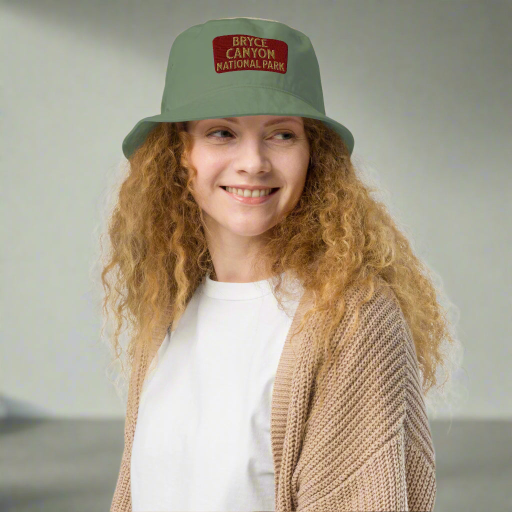 Bryce Canyon National Park Sign Embroidered Organic Bucket Hat