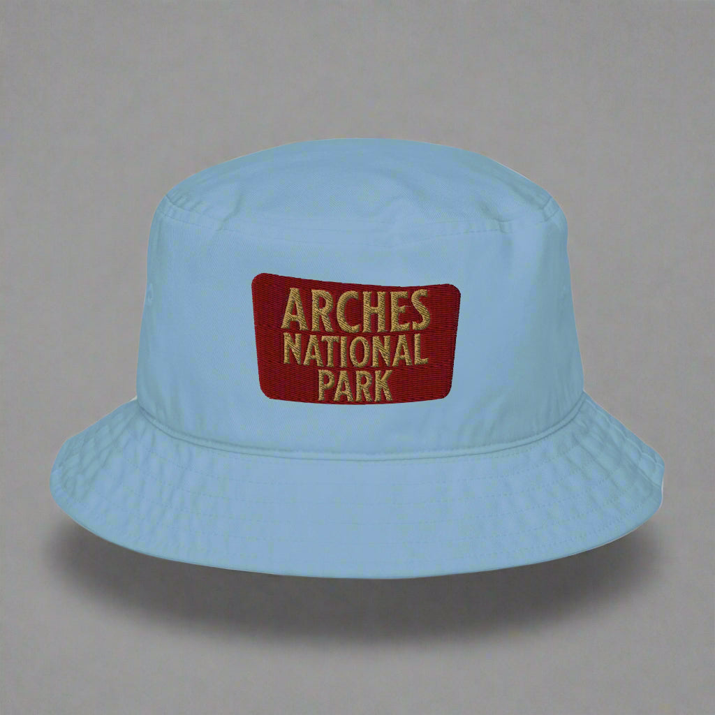 Arches National Park Sign Embroidered Organic Bucket Hat