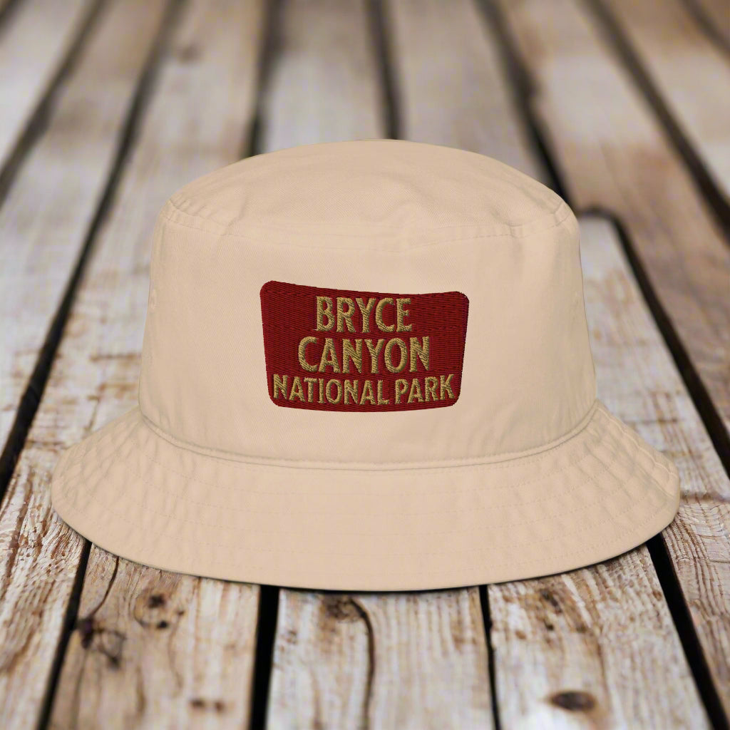 Bryce Canyon National Park Sign Embroidered Organic Bucket Hat