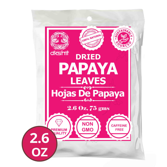Akshit  Papaya Leaves, Hojas de papaya, 2.6oz, Dried From Green Papaya Leaf, Herbal Tea, Non GMO, Caffeine free, Sugar free, Rich In Vitamins.