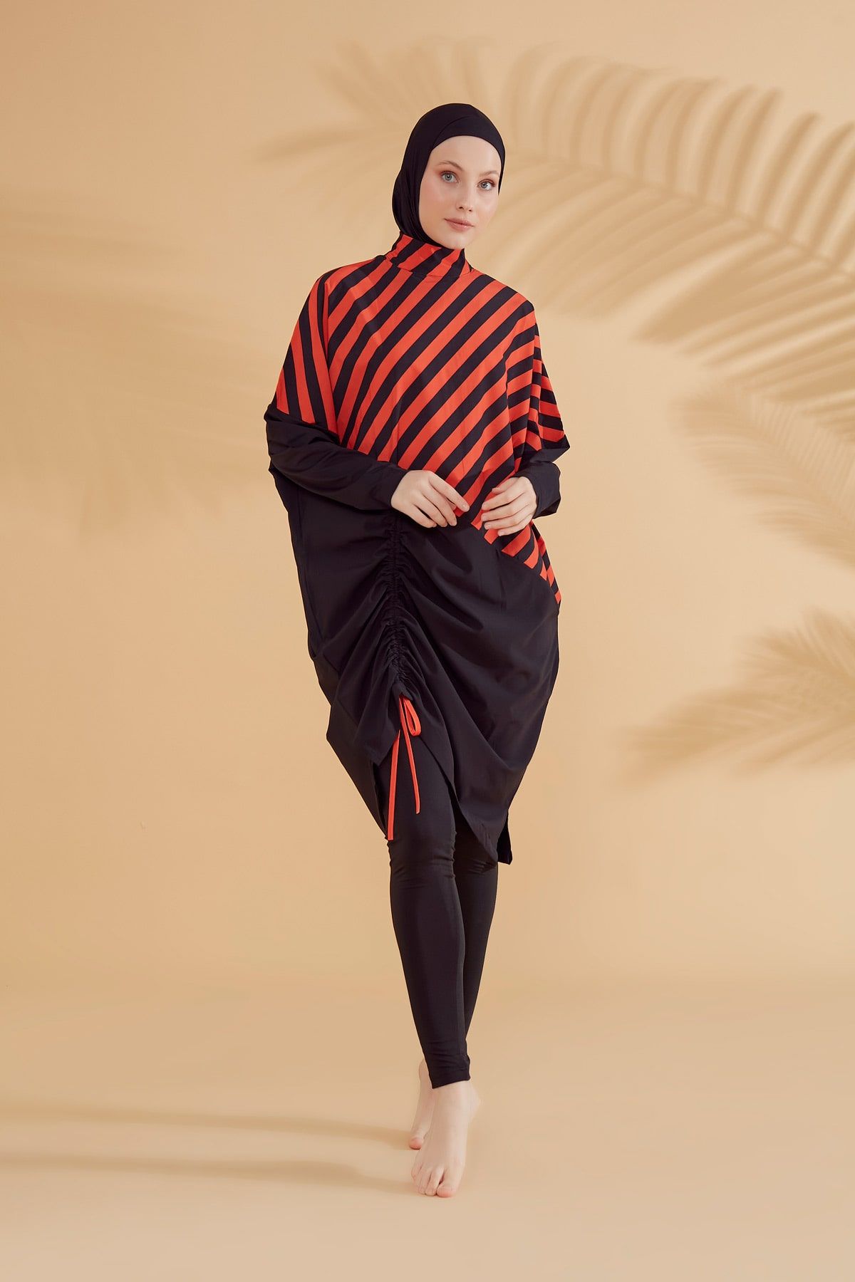 Woven Black Burkini Modest Swimwear M2307