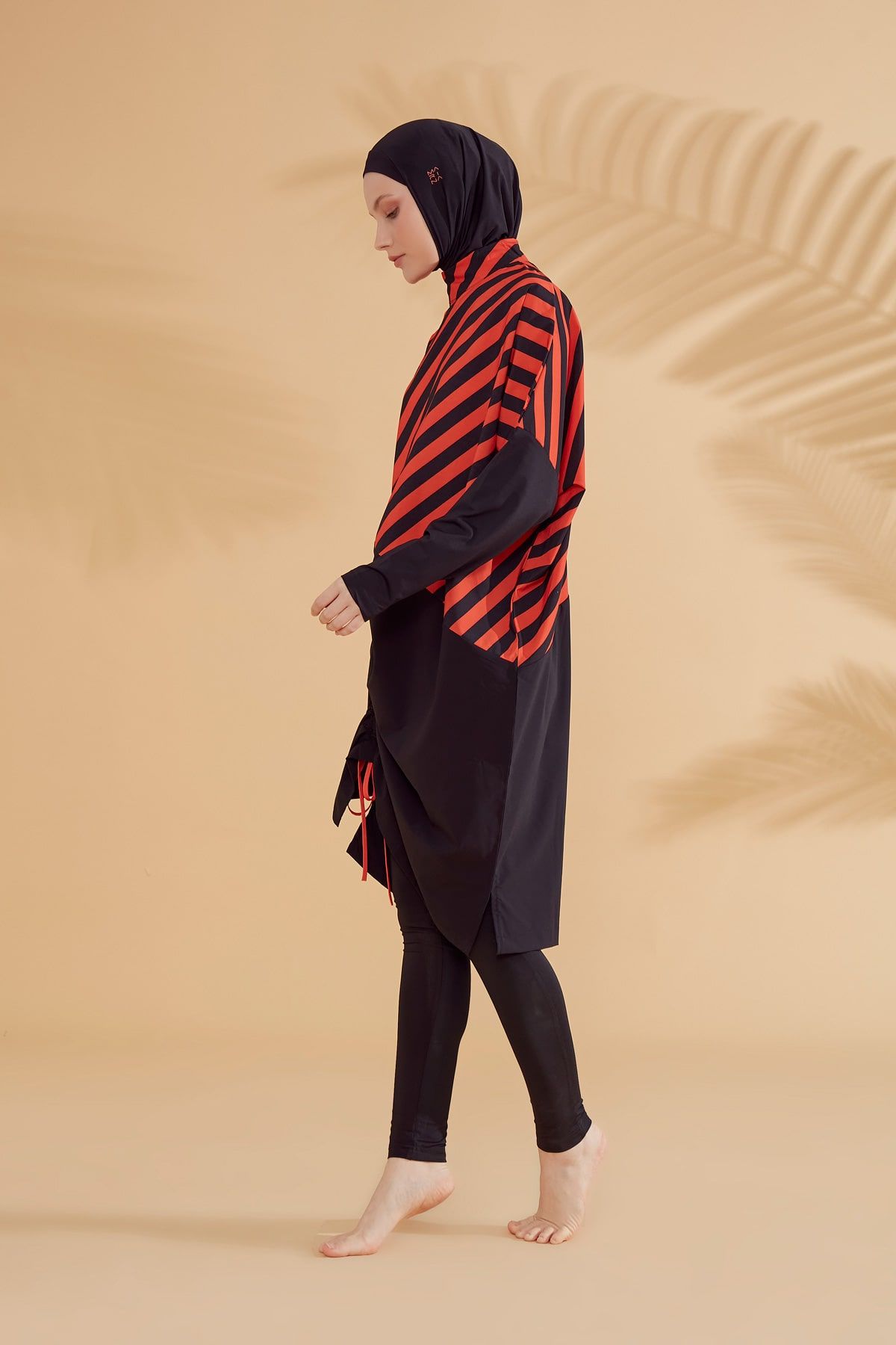 Woven Black Burkini Modest Swimwear M2307